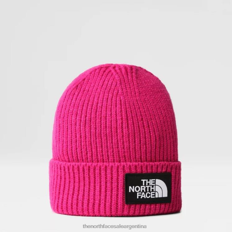 FFV041799 rosa fucsia The North Face Gorro juvenil con logo en el puño de TNF