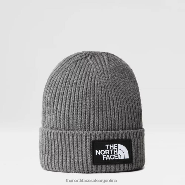 FFV041800 gris The North Face Gorro juvenil con logo en el puño de TNF