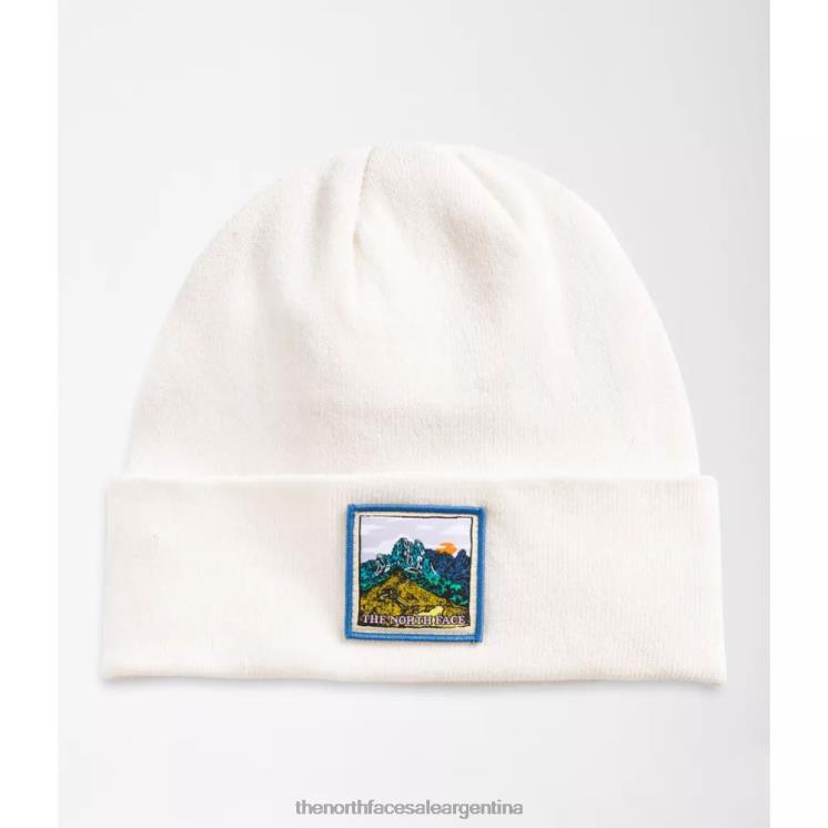 FFV043908 blanco The North Face gorro con bordado de paisaje terrestre