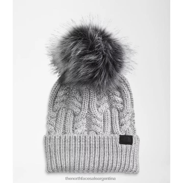 FFV045070 gris The North Face Gorro con pompón de pelo oh mega para mujer