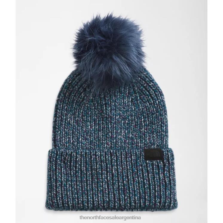 FFV045076 azul sombreado The North Face gorro con pompón hilado en aire