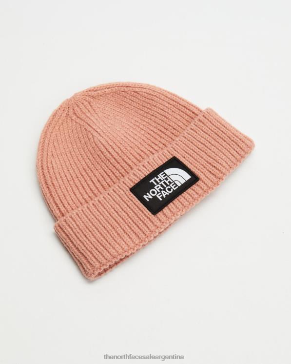 FFV047068 rosa del amanecer The North Face gorro con puños recuadrados y logo de tnf