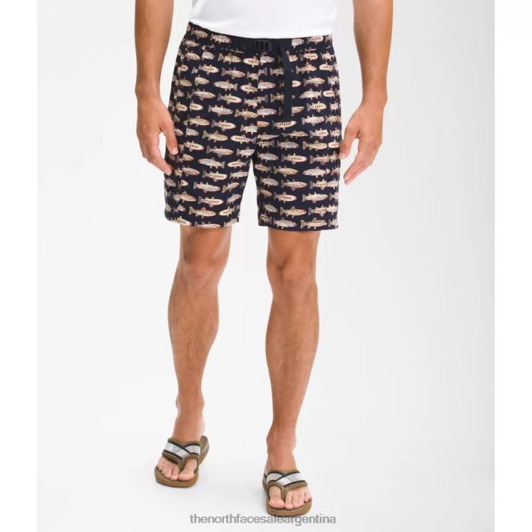 FFV044987 carrete de mosca azul marino The North Face pantalones cortos con cinturón clase v estampados para hombre