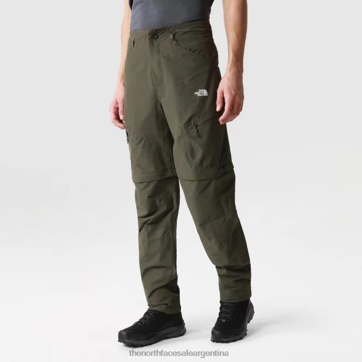 FFV042115 nuevo verde pardo The North Face pantalones cónicos regulares convertibles de exploración para hombre