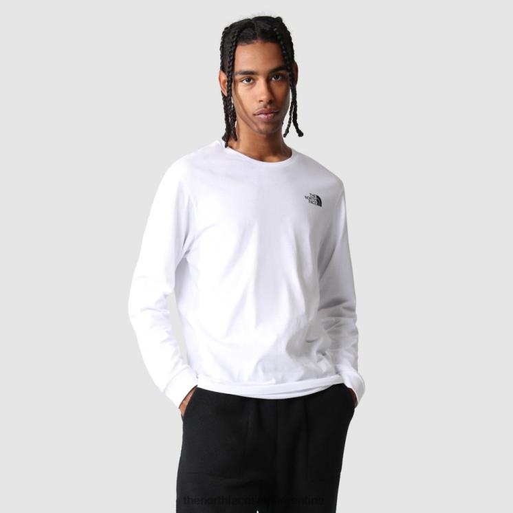 FFV04163 blanco The North Face camiseta de manga larga con cúpula simple para hombre
