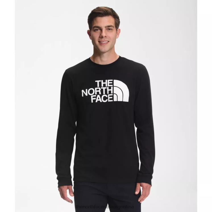 FFV043409 blanco negro The North Face camiseta media cúpula de manga larga para hombre negro blanco