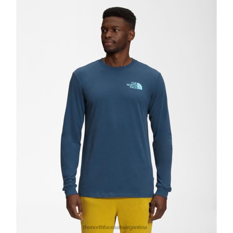 FFV045444 azul sombreado The North Face camiseta de manga larga con inyección gráfica para hombre