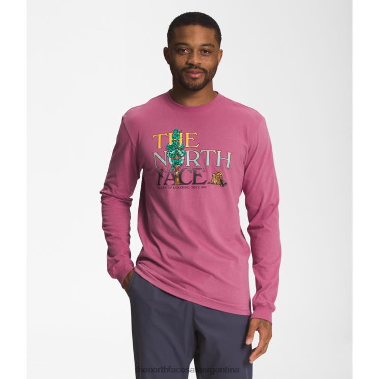 FFV045445 rojo violáceo The North Face camiseta de manga larga con inyección gráfica para hombre