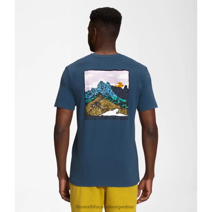 FFV045447 azul sombreado The North Face camiseta de manga corta con inyección gráfica para hombre