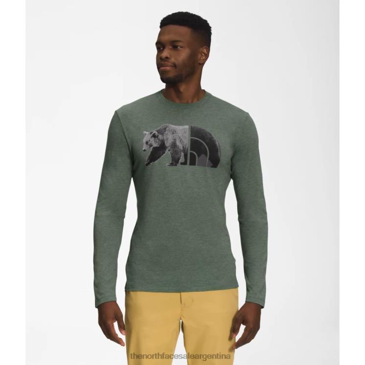 FFV045532 tomillo brezo The North Face camiseta de manga larga con diseño de osito de tres mezclas para hombre
