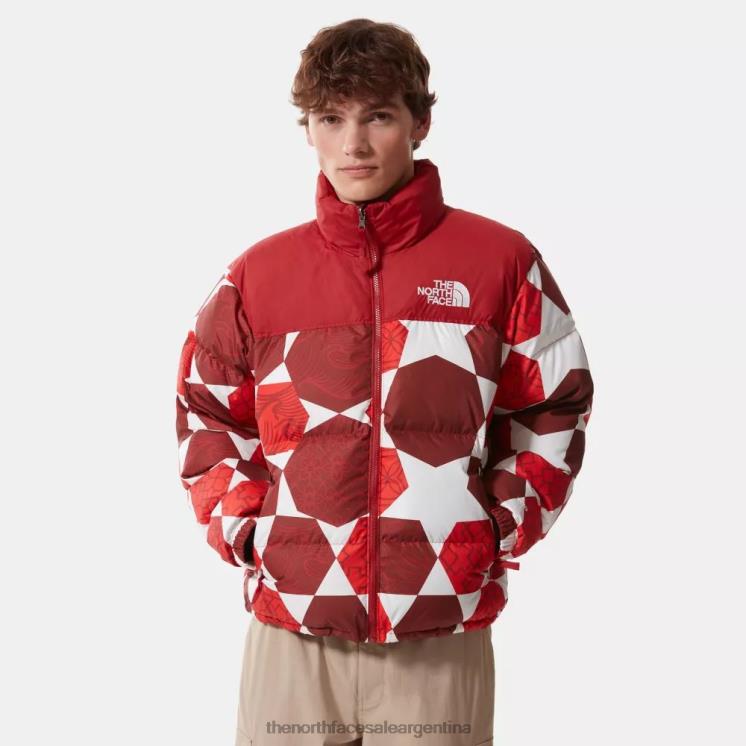 FFV041257 rojo fuego The North Face chaqueta de plumas retro nuptse con estampado 1996 para hombre