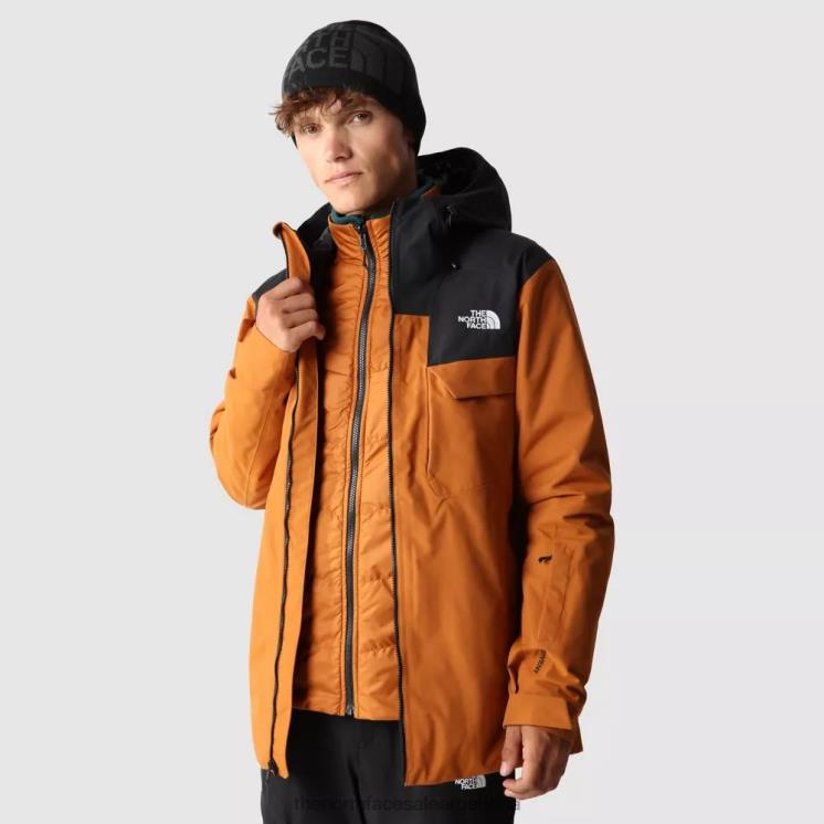 FFV04180 cuero marrón The North Face chaqueta triclimate con cremallera de cuatro barriles para hombre