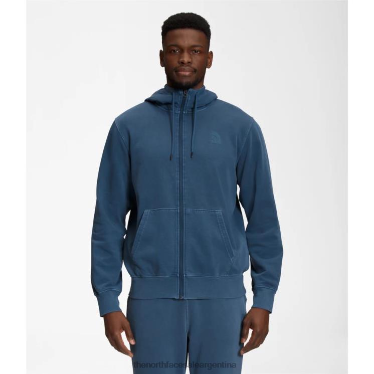 FFV045514 azul sombreado The North Face sudadera con capucha y cremallera completa teñida en prenda para hombre