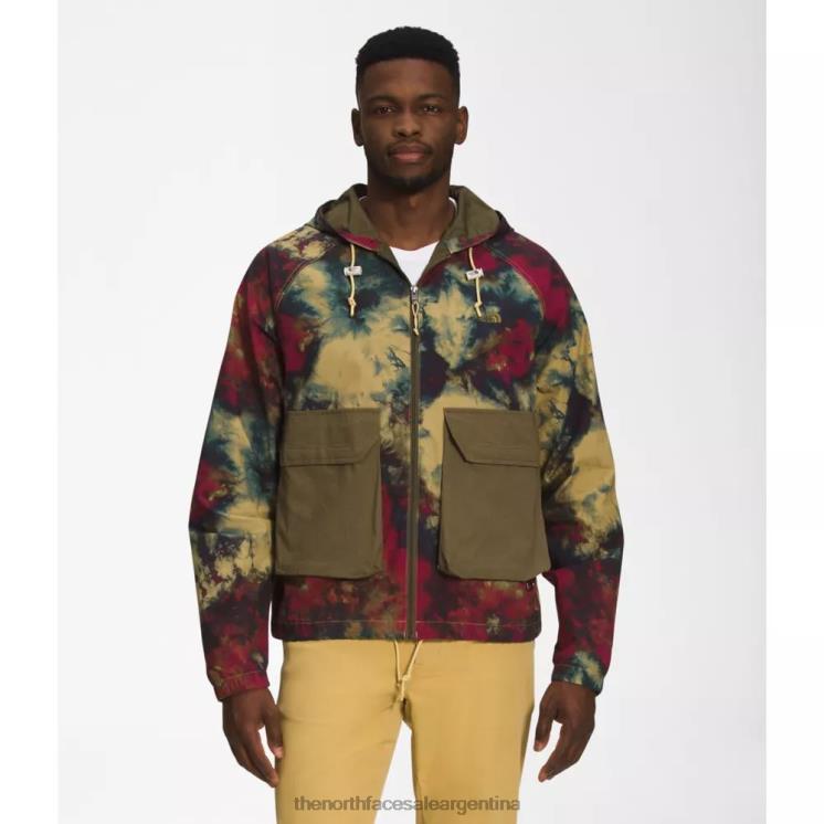 FFV046094 hielo bronceado The North Face sudadera con capucha de viento ripstop estampada para hombre