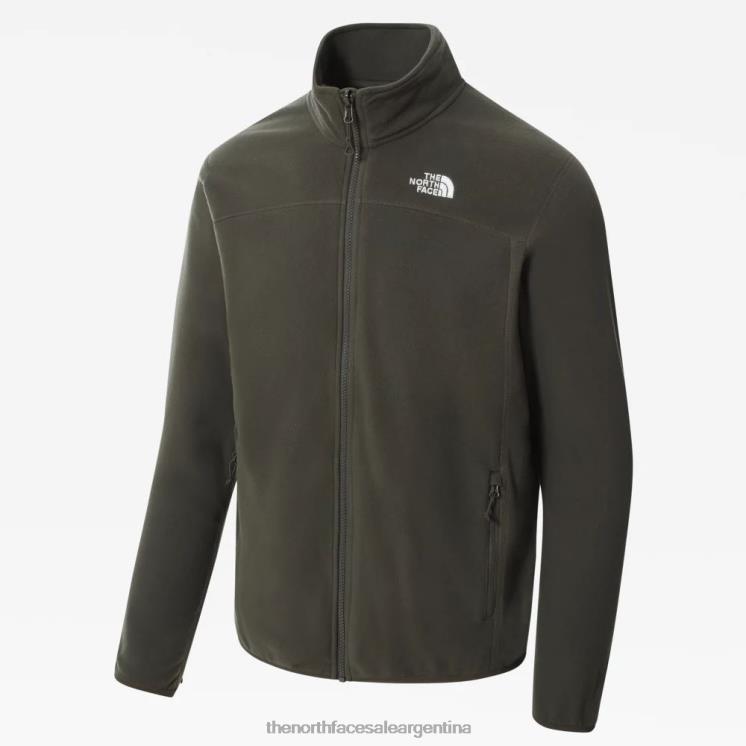 FFV041176 nuevo verde pardo The North Face Polar 100 Glacier con cremallera completa para hombre.