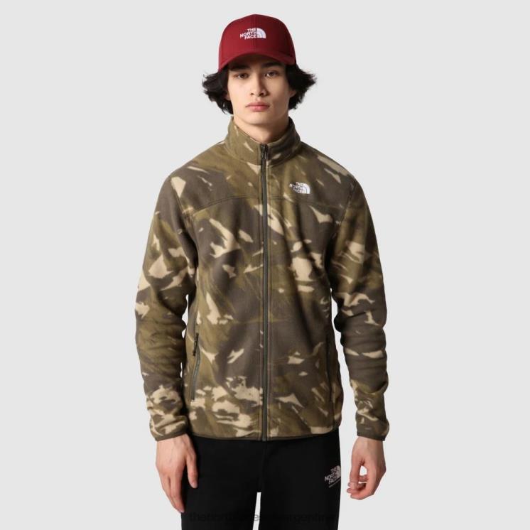 FFV041182 verde pardo The North Face Polar 100 Glacier con cremallera completa para hombre.