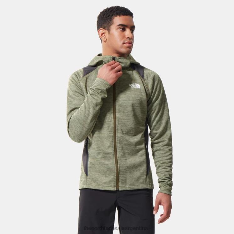 FFV041241 oliva oscuro The North Face sudadera con capucha de capa intermedia con cremallera completa para exteriores atlética para hombre