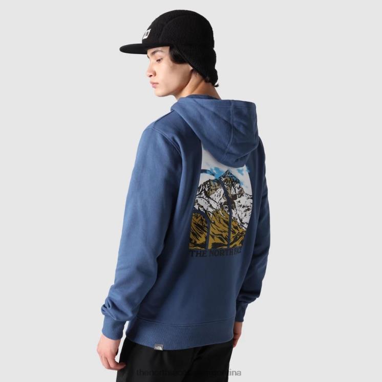 FFV041898 azul sombreado The North Face sudadera con capucha y gráfico de temporada para hombre