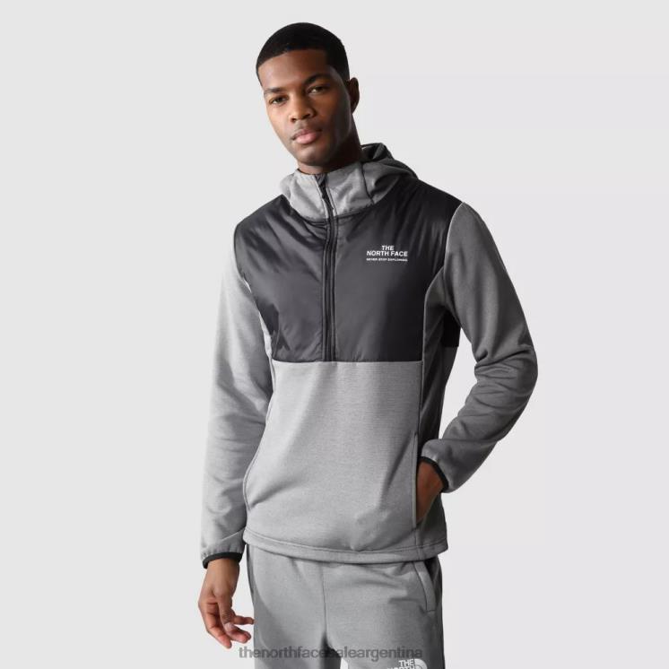 FFV042133 gris The North Face hombre entrenando polar con aislamiento y cremallera de 1/4