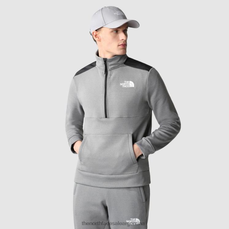 FFV042155 gris The North Face hombre entrenando forro polar con cremallera 1/4