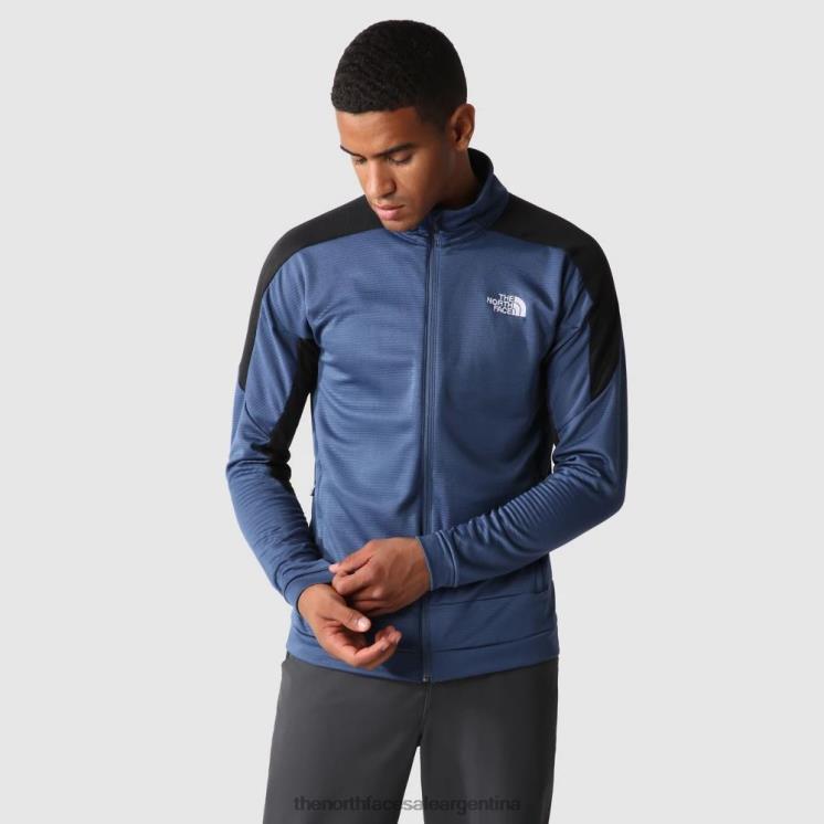 FFV042255 azul sombreado The North Face Chaqueta de capa intermedia con cremallera completa circular deportiva para exteriores para hombre