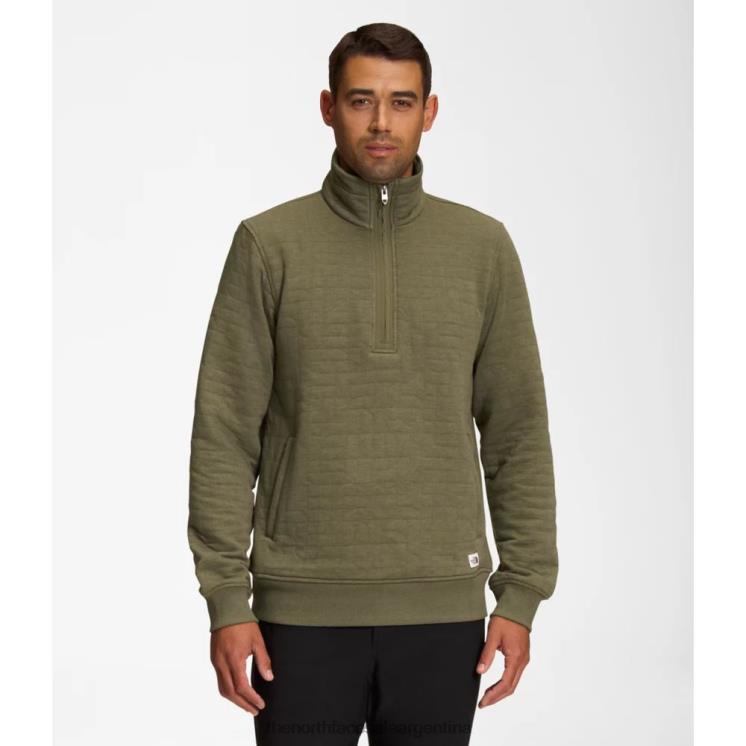 FFV044663 verde oliva The North Face hombre largo pico acolchado cremallera