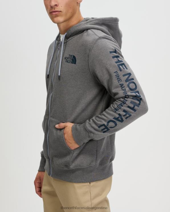 FFV047272 gris The North Face sudadera con capucha y cremallera completa de marca orgullosa