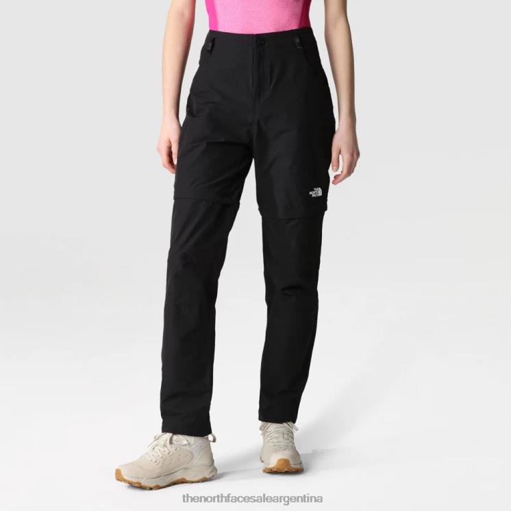 FFV042119 negro The North Face pantalones rectos regulares convertibles de exploración para mujer