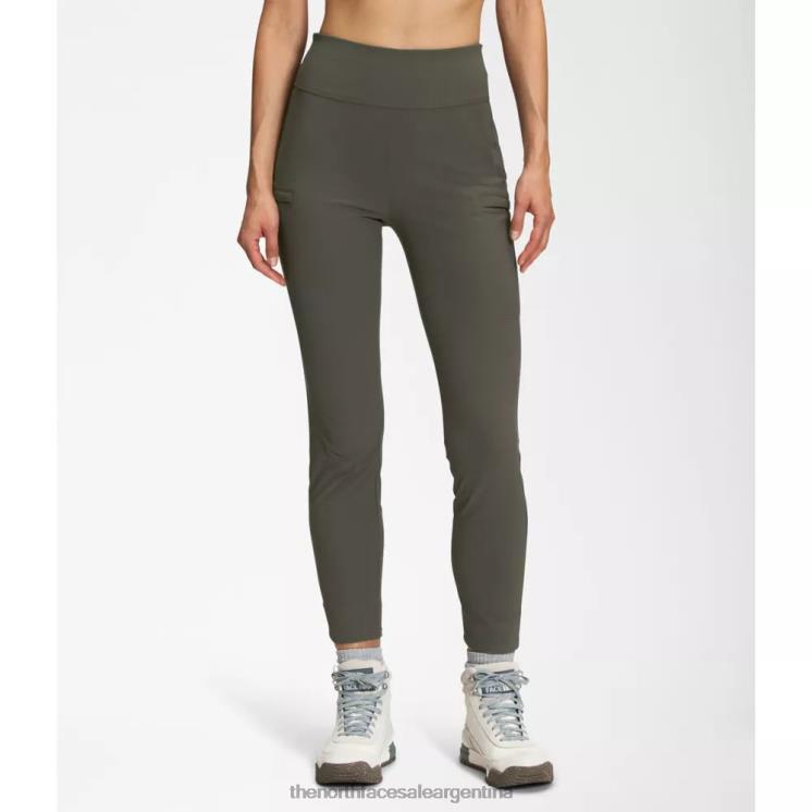 FFV045672 nuevo verde pardo The North Face pantalones pitillo de talle alto utilitarios laterra para mujer