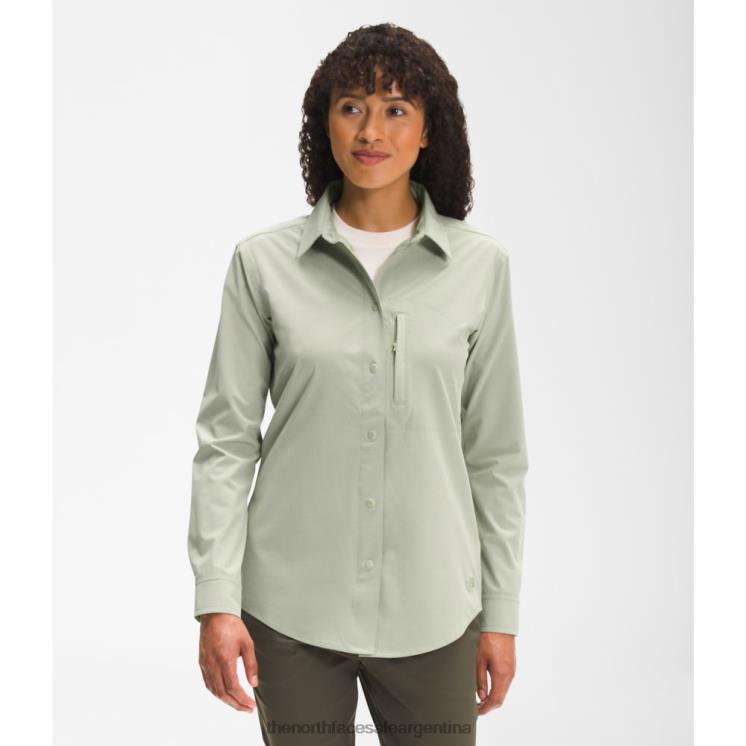 FFV045867 té verde The North Face camisa de sol de manga larga sniktau para mujer