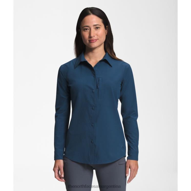 FFV045870 azul sombreado The North Face camisa de sol de manga larga sniktau para mujer