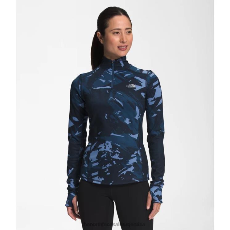 FFV046107 azul sombreado The North Face Cremallera esencial cálida de invierno estampada para mujer