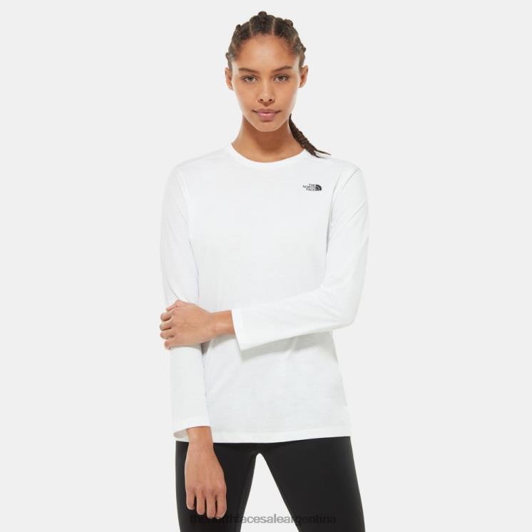 FFV04200 blanco The North Face camiseta de manga larga con cúpula simple para mujer