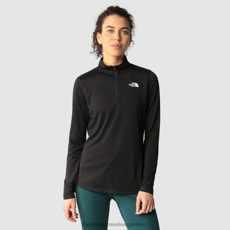FFV042191 negro The North Face Top de manga larga con cremallera de 1/4 flexible para mujer