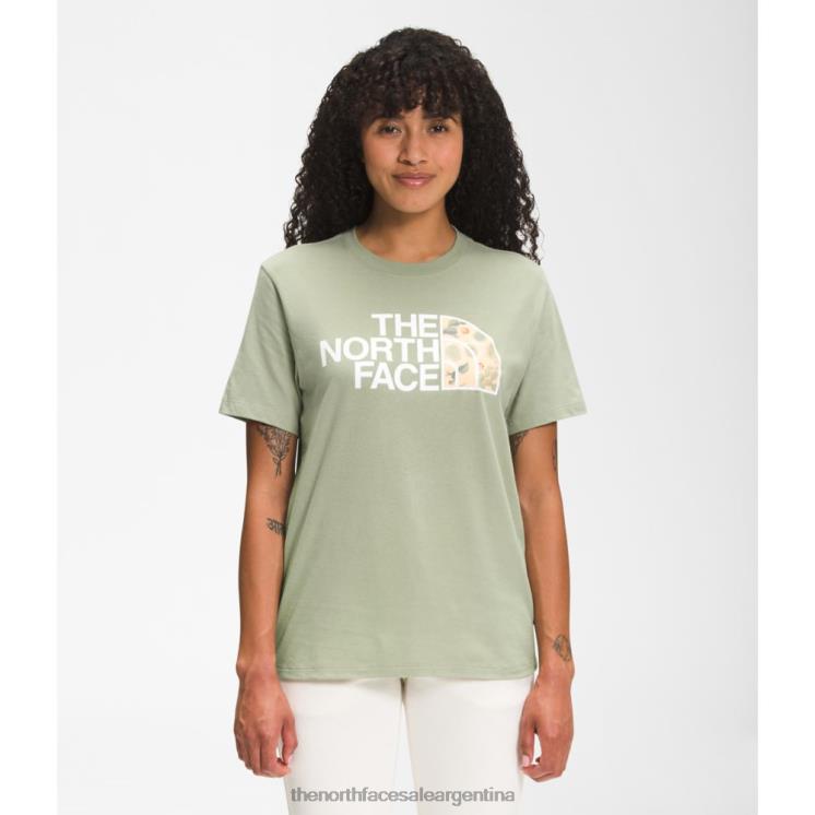 FFV043459 té verde The North Face camiseta de algodón de media cúpula de manga corta para mujer