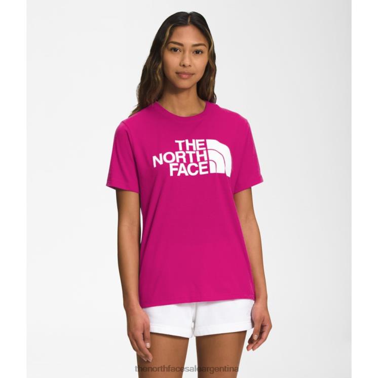 FFV043467 rosa fucsia The North Face camiseta de algodón de media cúpula de manga corta para mujer