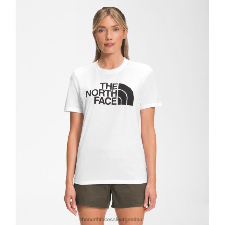 FFV043468 blanco negro The North Face Camiseta de algodón de media cúpula de manga corta para mujer blanca y negra