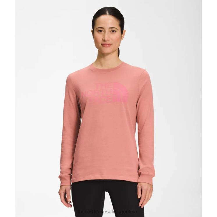 FFV044605 rosa del amanecer The North Face camiseta de media cúpula de manga larga para mujer