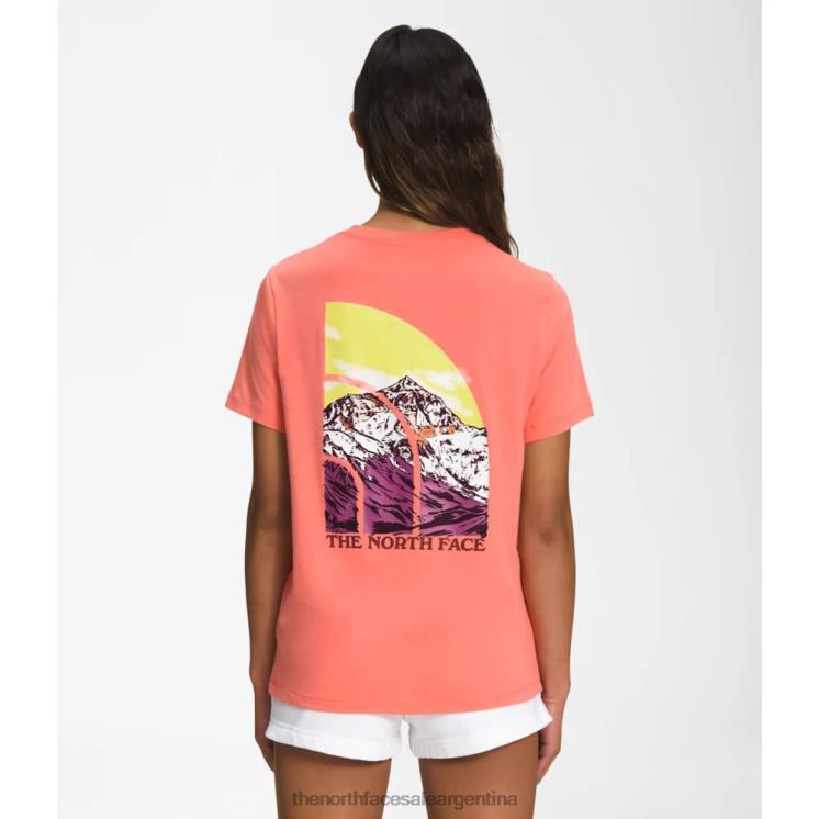 FFV045504 amanecer coralino The North Face camiseta de manga corta con inyección gráfica para mujer