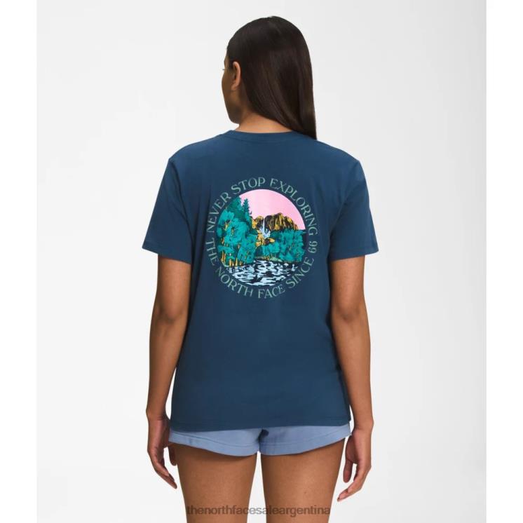 FFV045506 azul sombreado The North Face camiseta de manga corta con inyección gráfica para mujer