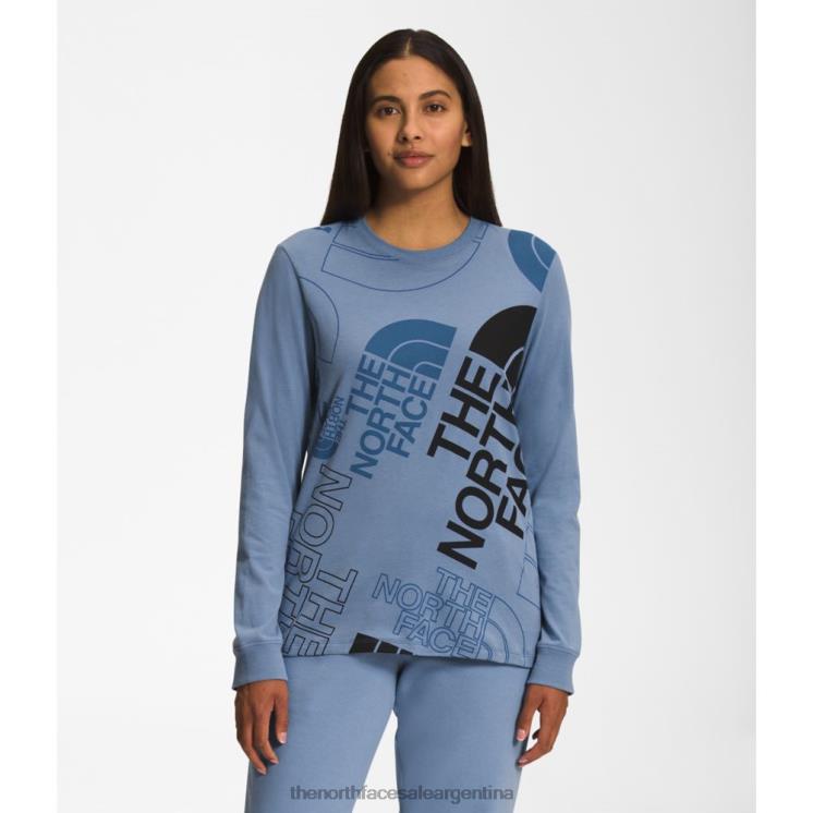 FFV045507 azul popular The North Face camiseta de manga larga con inyección gráfica para mujer