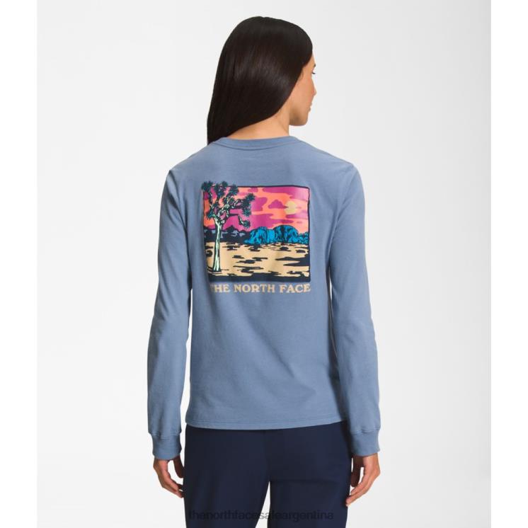 FFV045510 azul popular The North Face camiseta de manga larga con inyección gráfica para mujer