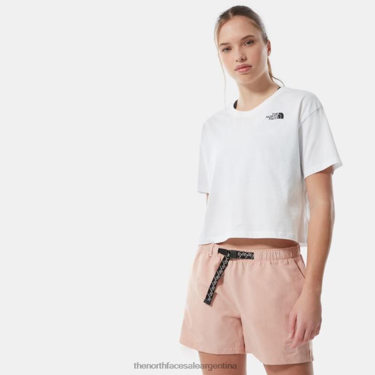 FFV04613 blanco The North Face camiseta recortada de mujer con cúpula simple