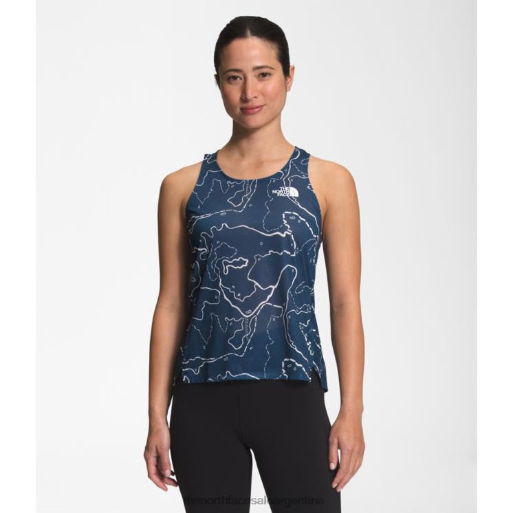 FFV044846 valle azul The North Face Camiseta sin mangas con estampado Sunriser para mujer.