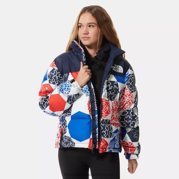 FFV041262 azul ic geo The North Face Chaqueta de plumas retro nuptse estampada 1996 para mujer