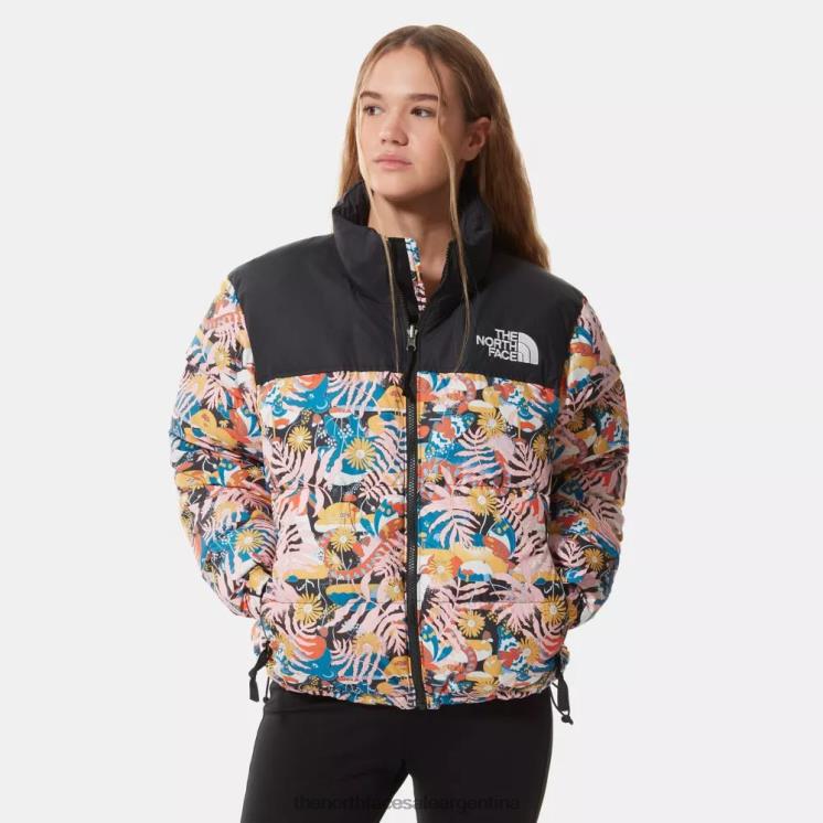 FFV041263 negro The North Face Chaqueta de plumas retro nuptse estampada 1996 para mujer