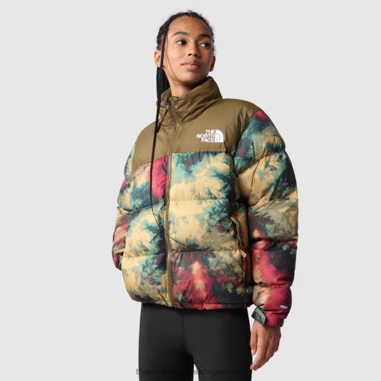 FFV041264 hielo bronceado The North Face Chaqueta de plumas retro nuptse estampada 1996 para mujer