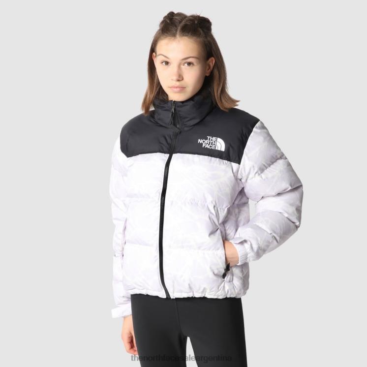 FFV041265 niebla de lavanda The North Face Chaqueta de plumas retro nuptse estampada 1996 para mujer
