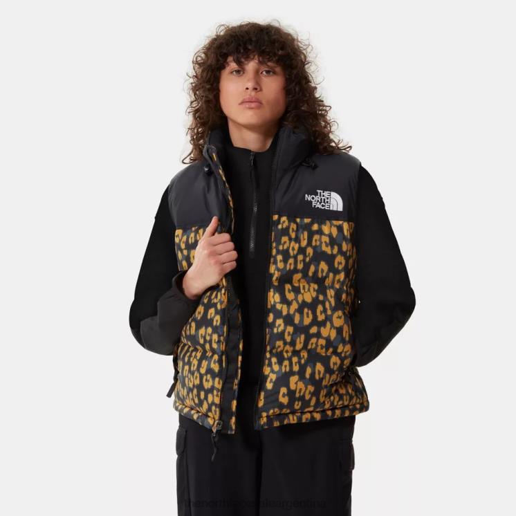 FFV041266 flecha amarilla The North Face chaleco de plumas nuptse retro estampado 1996 para mujer