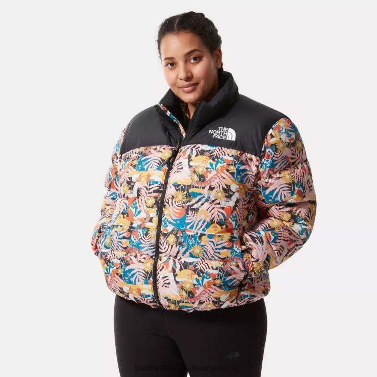 FFV041477 negro The North Face Chaqueta de plumón retro nuptse con estampado de talla grande para mujer 1996